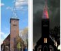 Lichtkunstwerk op kerktoren Tilburg verandert van kleur tijdens Roze Maandag